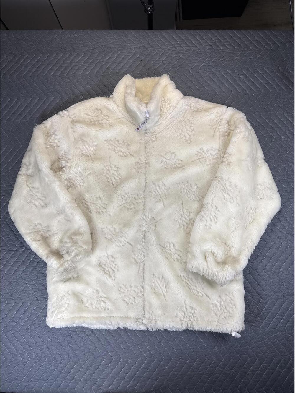 Vintage Fleece Zip Up Jacket Leaf Print Women’s XL